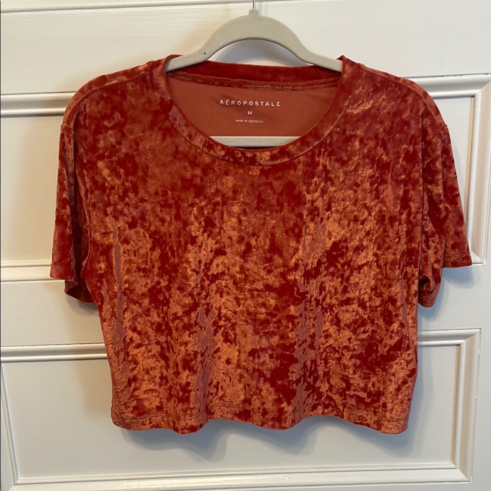 Aeropostale Orange Velvet Crop T-Shirt